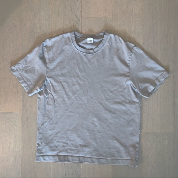 Zara Grey Short Sleeve Heavyweight T-Shirt - Picture 1 of 5